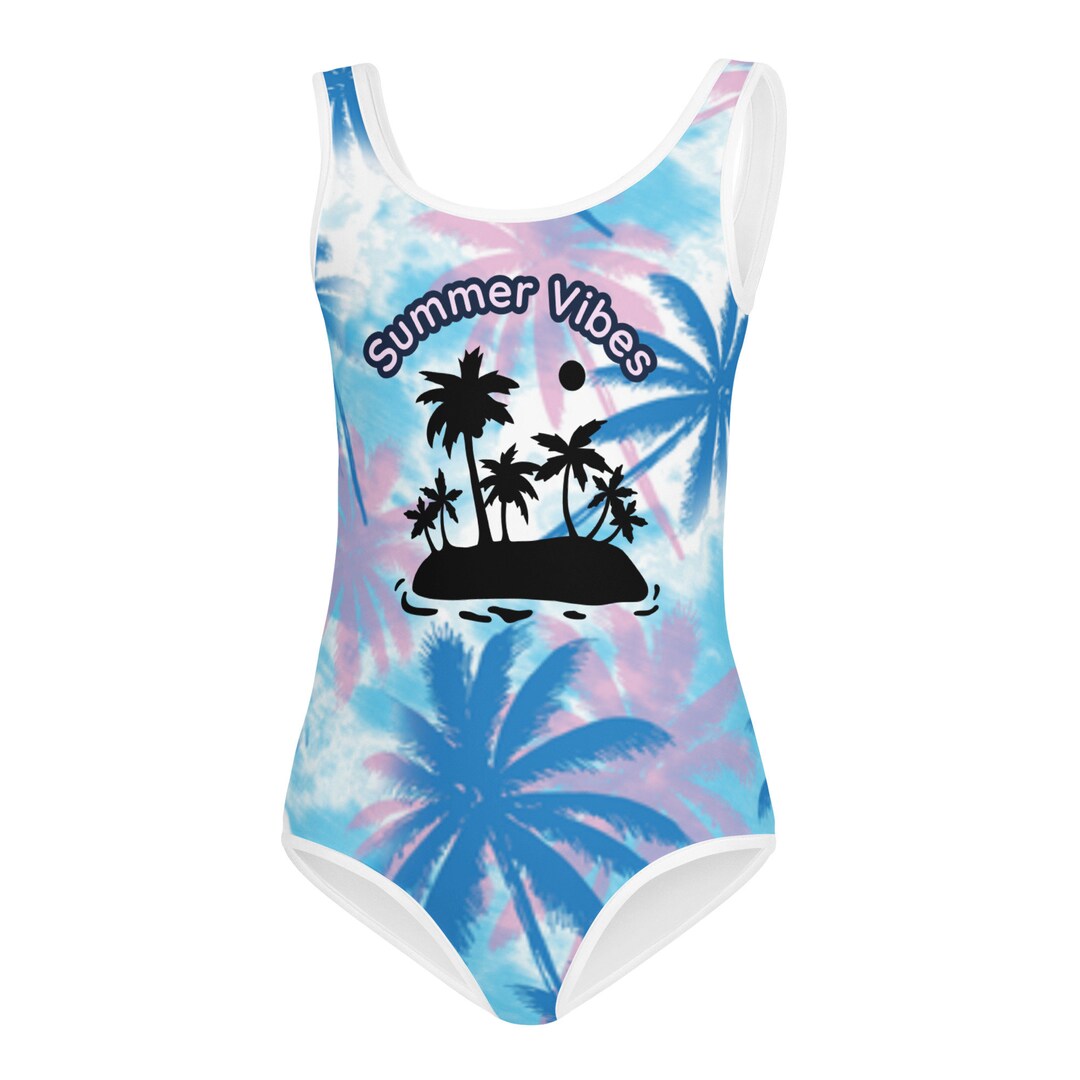Palm Tree Bathing Suit/ Girls Palm Tree Swimsuit/ Toddler Palm Tree