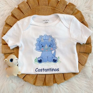 Baby Boy Dino Onesie, Dinosaur Bodysuit, Babyshower Gift Idea, Newborn Baby Gift, Cute Baby Onesie, Personalized embroidered Dinosaur Outfit