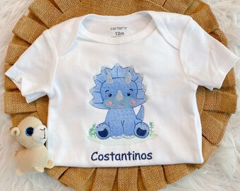 Baby Boy Dino Onesie, Dinosaur Bodysuit, Babyshower Gift Idea, Newborn Baby Gift, Cute Baby Onesie, Personalized embroidered Dinosaur Outfit