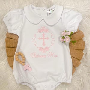 Baptism Baby Girl Outfit, Baptism Peter Pan Collar Onesie, Baptism Party Outfit, Personalized Christening outfit, Baby Girl Baptism Party