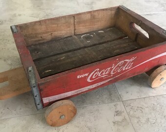 vintage coca cola wooden wagon