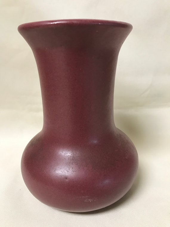 Zanesville Stoneware Pottery Vase Shape 105 Maroon Glossy Etsy