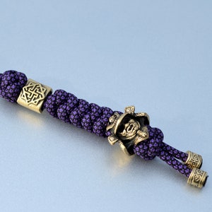 Sleutelkoord/sleutelhanger paracord met samoeraihelm messing kralen, valkyrie, cadeau voor mannen, aangepaste accessoires, EDC-sleutelhanger