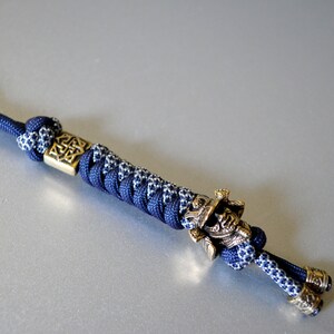 Sleutelkoord/sleutelhanger paracord met samoeraihelm messing kralen, valkyrie, cadeau voor mannen, aangepaste accessoires, EDC-sleutelhanger