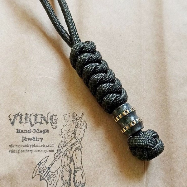Knife lanyard with brass bead, paracord, EDC, mens custom accessories, keychain, gift for men, mens gift