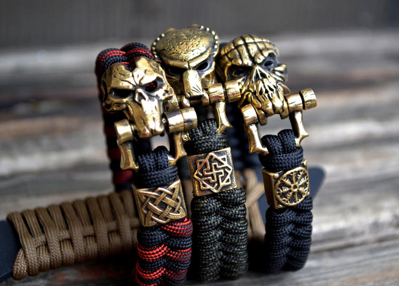 Paracord Bracelet With Predator Brass Shackle Valkyrie Bead Etsy Canada