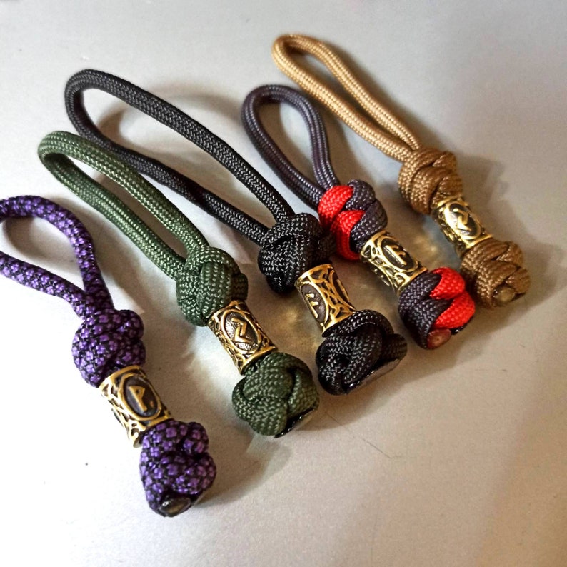 Knife Lanyard With Brass Beads Runes Keychain Gift for Men Etsy