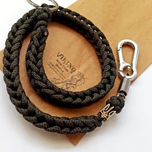 Brieftaschen Kette mit Dreizack Perle, Paracord Jeanskette, Schlüsselanhänger, Brieftaschen Anhänger mit der Ukraine, Geschenk für Männer, Biker Kette, Lanyard, Herren Accessoire