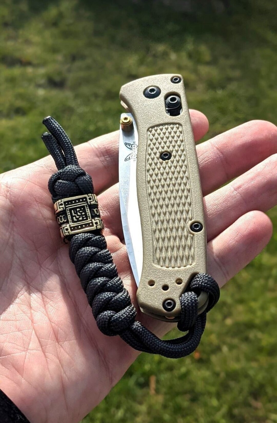 Knife Lanyard With Brass Bead Paracord EDC Mens Custom Etsy