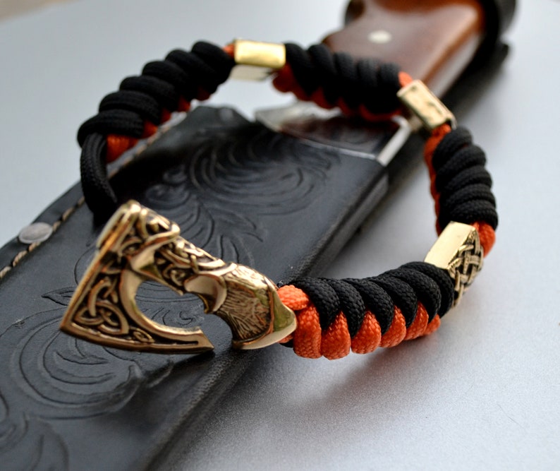 Paracord Viking Bracelet With Axe of Perun Black Bracelet Etsy