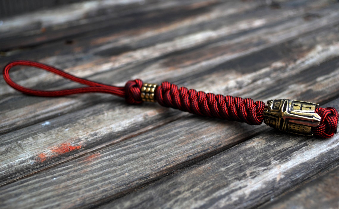 Knife lanyard Paracord knife lanyard with brass bead Templar Etsy