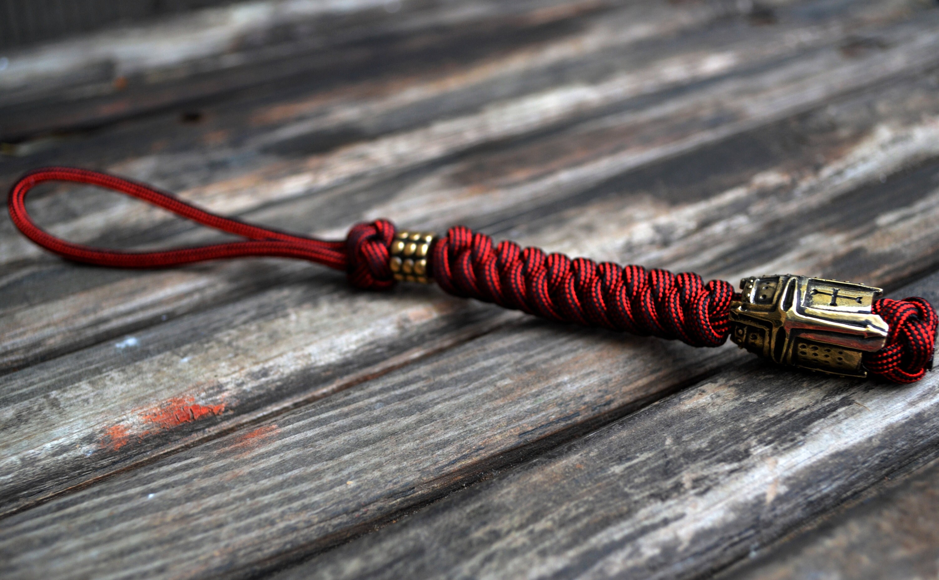Knife lanyard Paracord knife lanyard with brass bead Templar Etsy