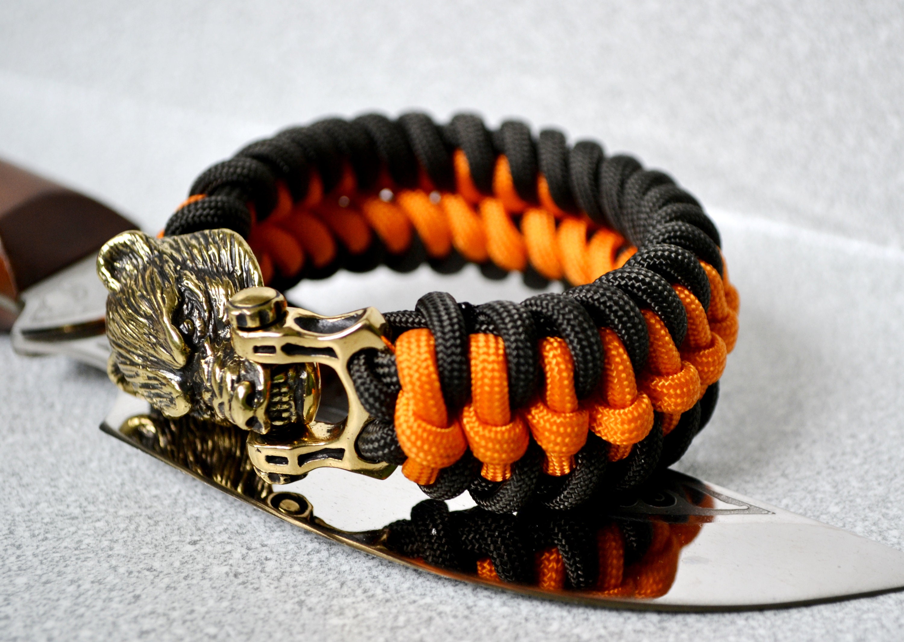 Paracord bracelet with bear clasp viking bracelet for men Etsy