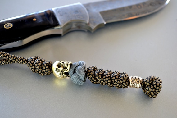 Knife lanyard keychain with brass bead paracord lanyard | Etsy