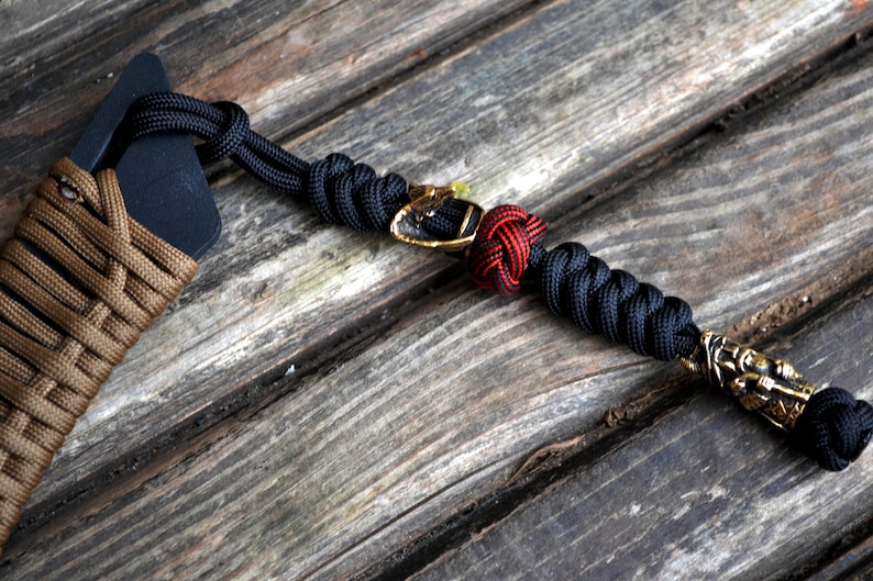 Knife lanyard Paracord knife lanyard with brass bead Veles | Etsy