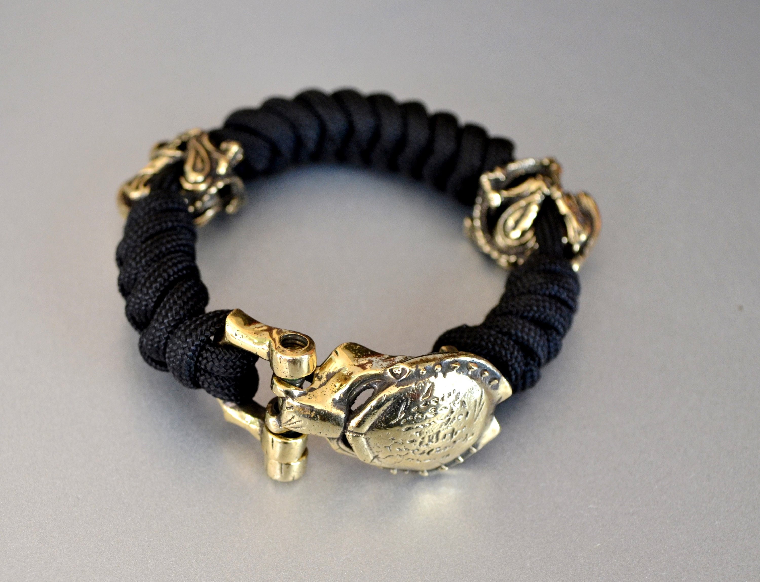 Paracord Bracelet With Predator Alien Brass Clasp Gift for Etsy