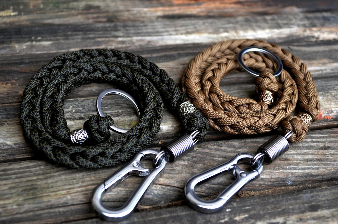 Paracord Wallet/key Chain With Brass Beads, Unique Gift for Men, Biker's  Chain, Lanyard, Keyring, Stainless Steel Carabiner