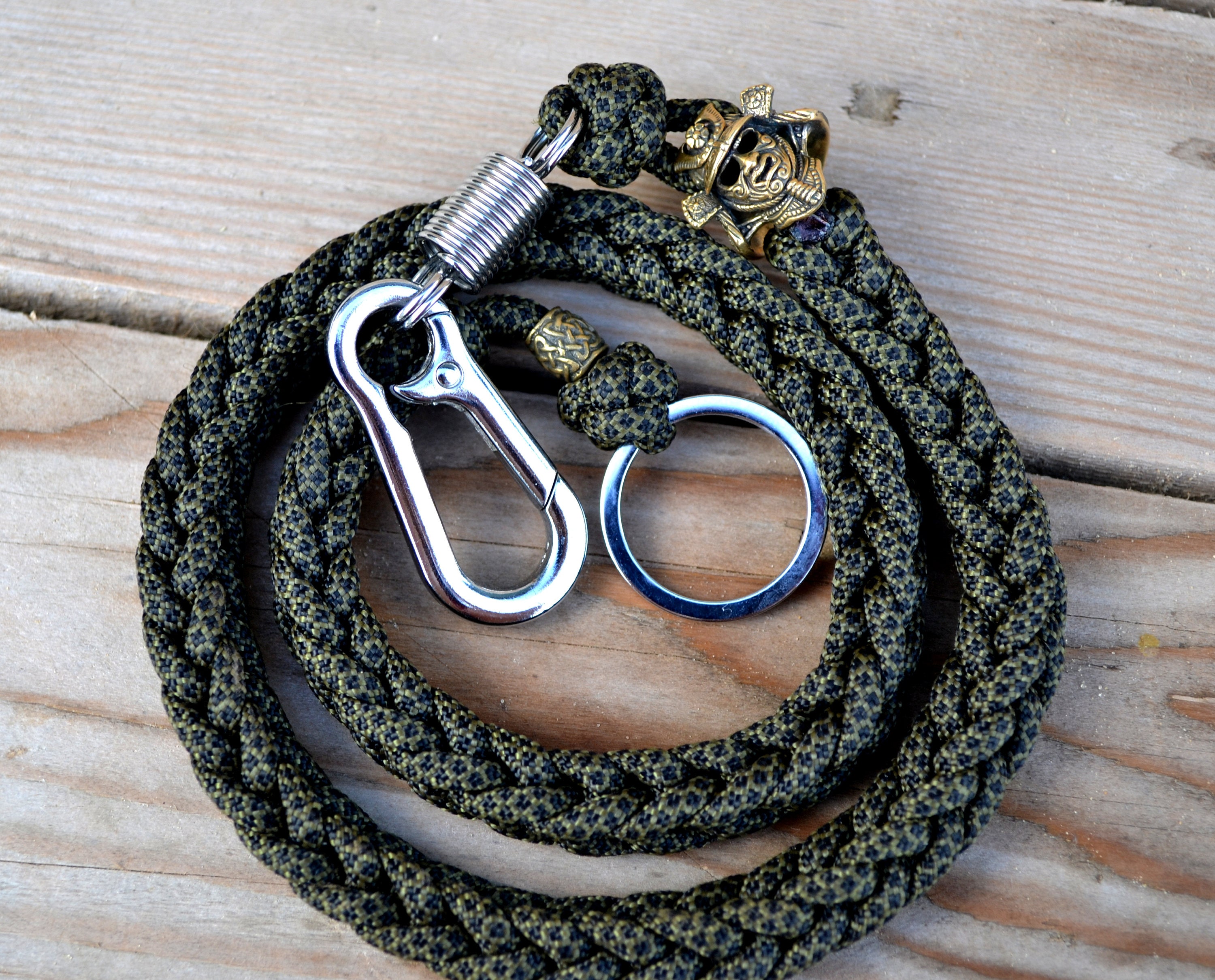 Wallet chain with samurai brass bead paracord chain unique Etsy
