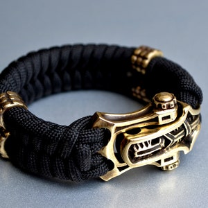 Olive paracord bracelet with unique brass shackle/clasp, viking jewelry, gift for him, mens bangle, armband, viking jewelry