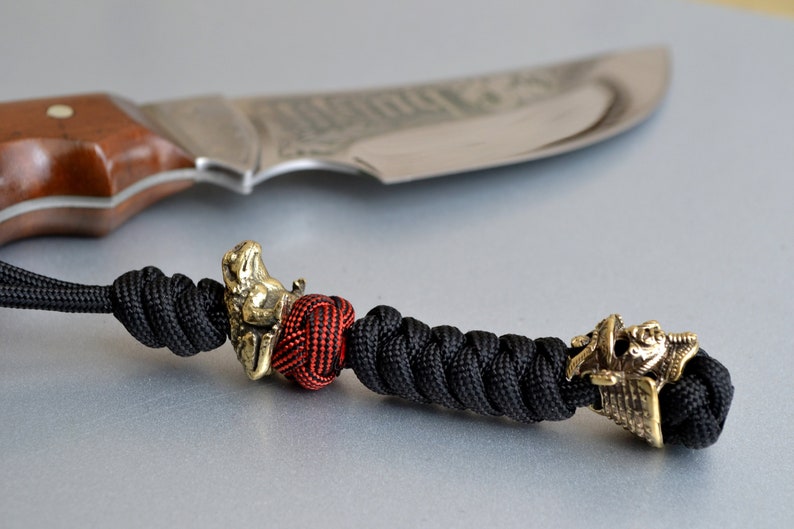 Knife Lanyard Paracord Knife Lanyard With Brass Bead Toad Etsy