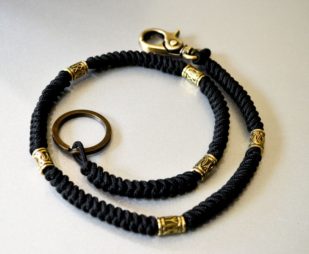Paracord Wallet/key Chain With Brass Beads Unique Gift for - Etsy