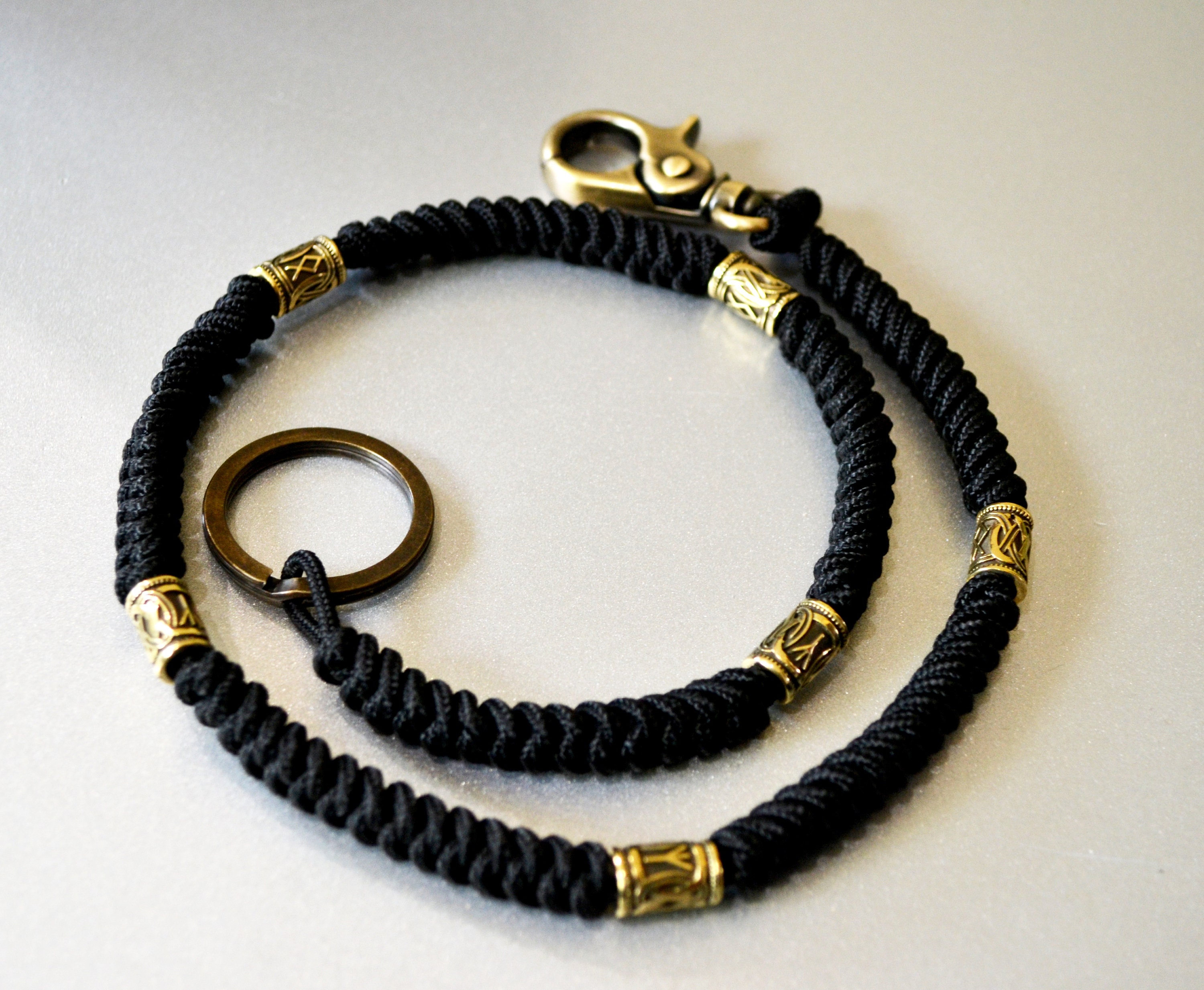 Paracord Wallet/key Chain With Brass Beads Unique Gift for Etsy