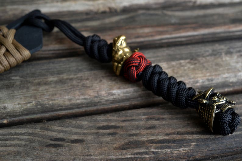 Knife Lanyard Paracord Knife Lanyard With Brass Bead Toad Etsy