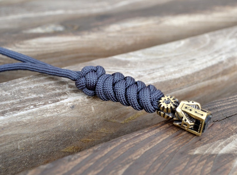 Knife lanyard with unique brass bead keychain gift for men Etsy