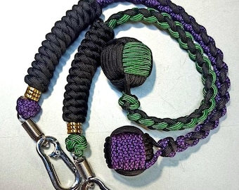 Monkey fist keychain, steel core monkey fist, Braided paracord men key chain, brass bead, steel carabiner