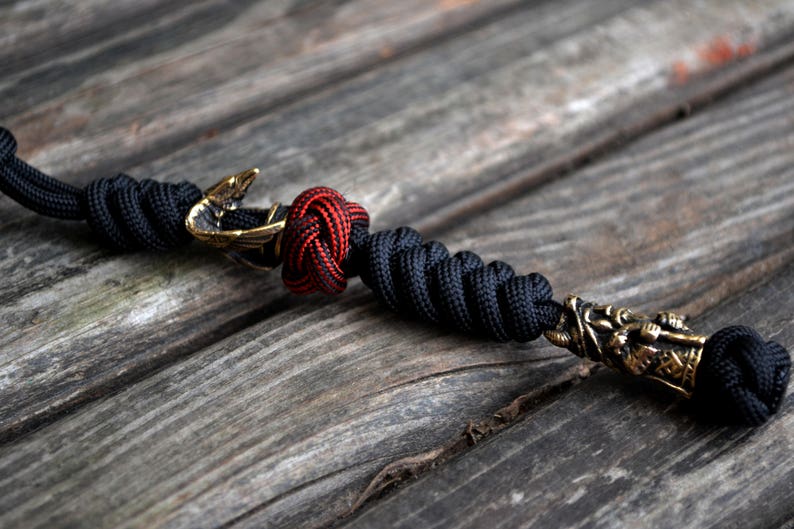 Knife Lanyard Paracord Knife Lanyard With Brass Bead Veles Etsy