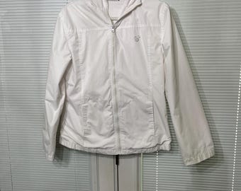 Disneyland Resort Paris women’s Large white windbreaker pink spell out