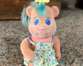 Vintage Tyco Bitsy Bear Pink Flocked Wind Up Figure Toy