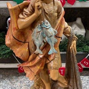 Vintage Fontanini Depose Italy 12” Hiram fisherman nativity village figure 52946