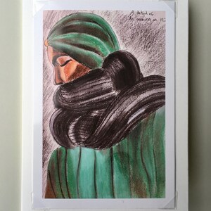 Ein Abend im Jahr 1921 - Handgemachte Grußkarte / Erte Skulptur Zeichnung / 1920 Kunstkarte / Pastellzeichnung Kunstkarte / Art Deco Karte