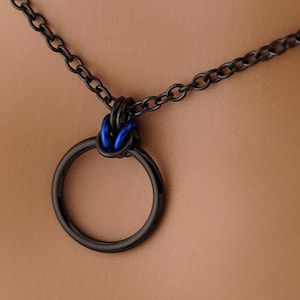 Black Chain Submissive Day Collar O-Ring Necklace