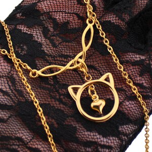 Celtic Kitten Necklace - Gold Pendant with Locking Clasp