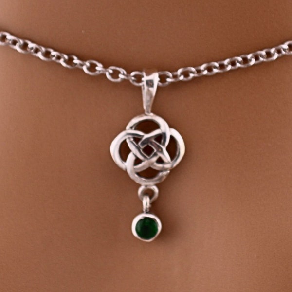 Trinity Sub Collar, Emerald Gemstone Necklace, Sterling Silver Locking