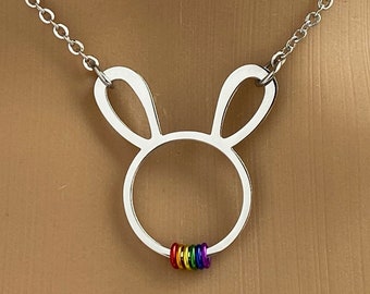 LGBTQ Rainbow Pride Bunny Necklace Pendant - LGBTQ Rights Jewelry