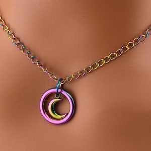 O Ring Moon Day Collar Ion Rainbow Witchy Necklace