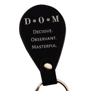 D•O•M Leather Keychain – Decisive. Observant. Masterful. Gift for Him