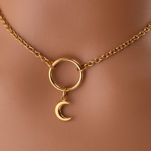 O Ring and Gold Moon Day Collar Necklace