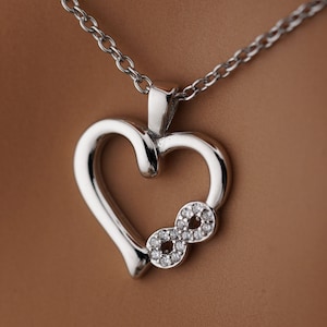 Infinity Heart CZ Stones Necklace Day Collar