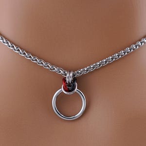 Submissive Day Collar with Byzantine Accent O Ring Wheat Chain