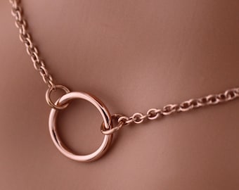 Rose Gold Submissive Collar BDSM O Ring Necklace