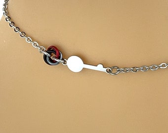 Master/Mistress Key Anklet or Bracelet with Lovers O Ring - 24/7 Wear
