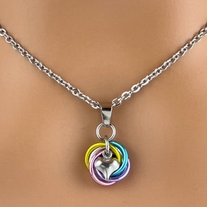 Little Space, Littlefluid Pride Necklace with Heart, 24/7 Wear with locking Options