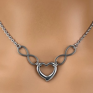 Submissive Day Collar, Infinity Necklace, Heart Choker