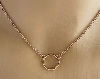 Rose Gold Submissive Day Collar, BDSM O Ring - DDlg Necklace