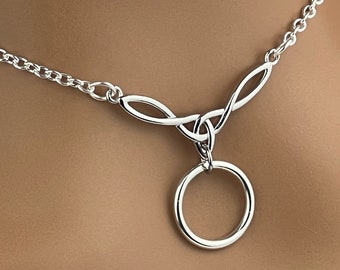 Sterling Silver Celtic Knot Collar: Discreet O Ring Necklace