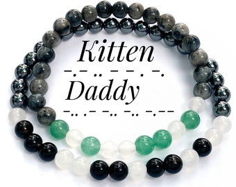 Submissive Collar Morse Code Bracelet Set, Kitten, Daddy Dom, Sir, Master